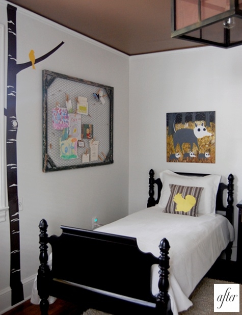 спальня,кровать,ремонт,до и после,фото,колыбель,птички,дерево,дизайн,лампа