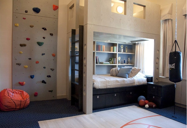 комната,детская,дизайн,детская мебель,спортивная горка,груша для бокса,пол,кольцо,баскетбол