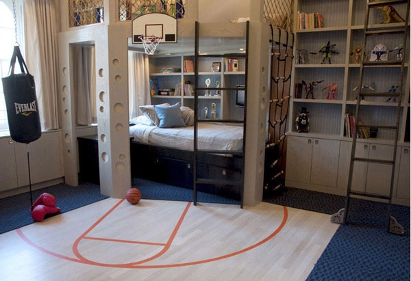 комната,детская,дизайн,детская мебель,спортивная горка,груша для бокса,пол,кольцо,баскетбол